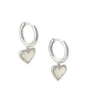 Load image into Gallery viewer, Kendra Scott Ari Heart Silver Huggie Earrings Ivory