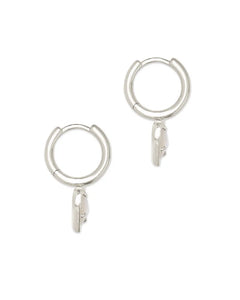 Kendra Scott Ari Heart Silver Huggie Earrings Ivory