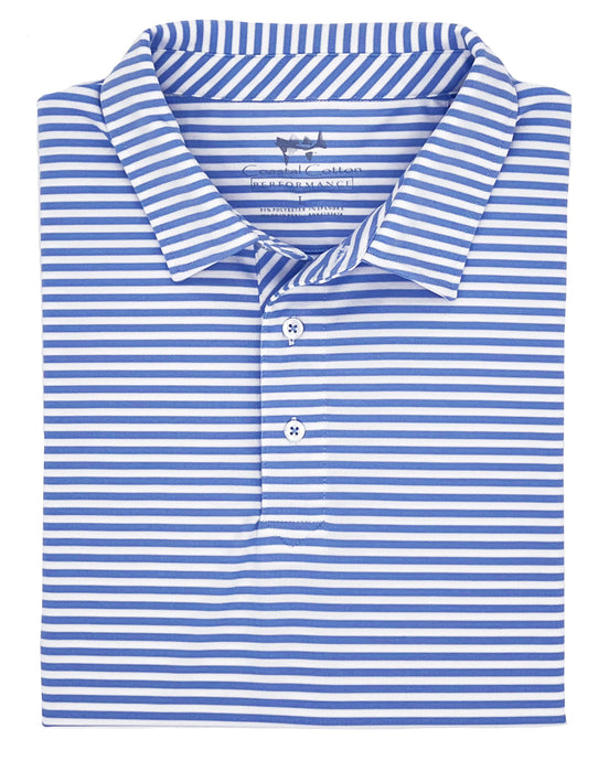 Coastal Cotton Ocean Stripe Performance Polo